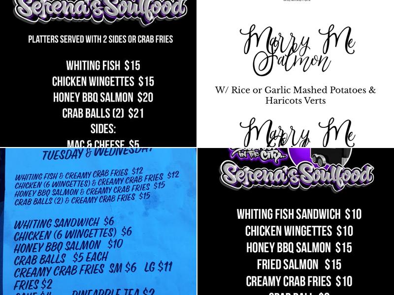 Serenassoulfood Menu