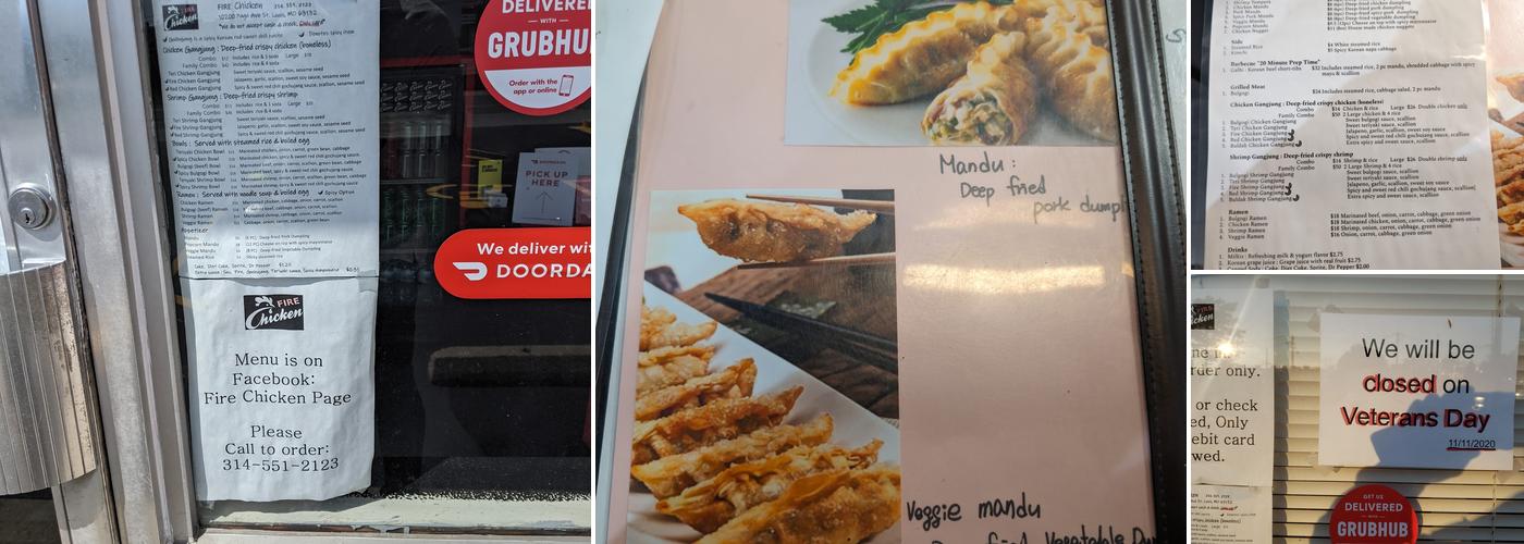 Fire Chicken Menu