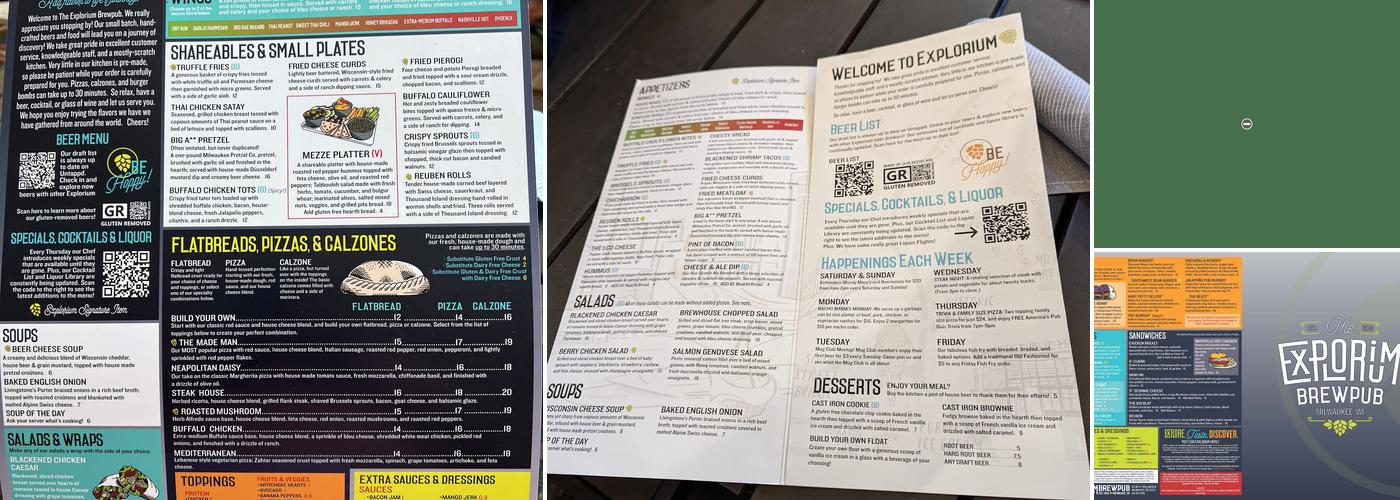 The Explorium Brewpub Third Ward Menu