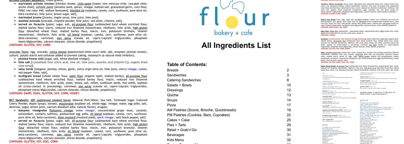 Flour Bakery + Cafe Menu