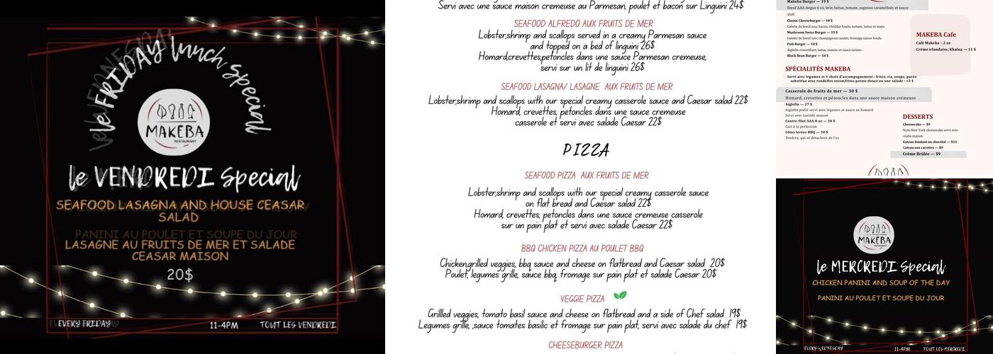 Makeba Restaurant Menu