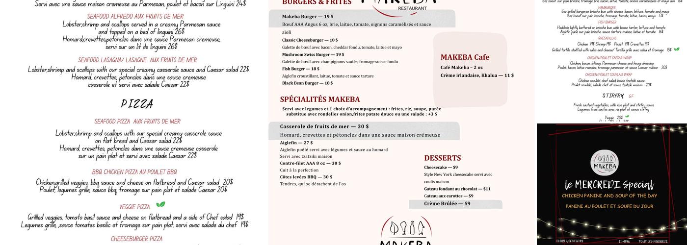 Makeba Restaurant Menu