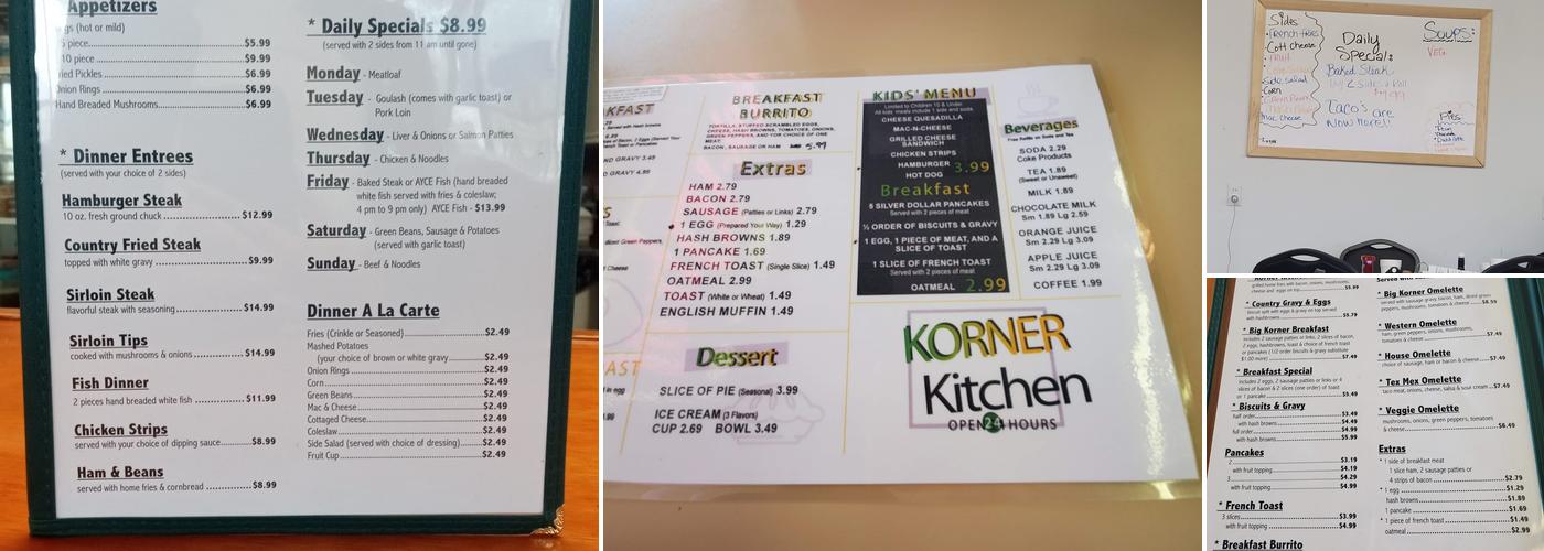 Korner Kitchen south Menu
