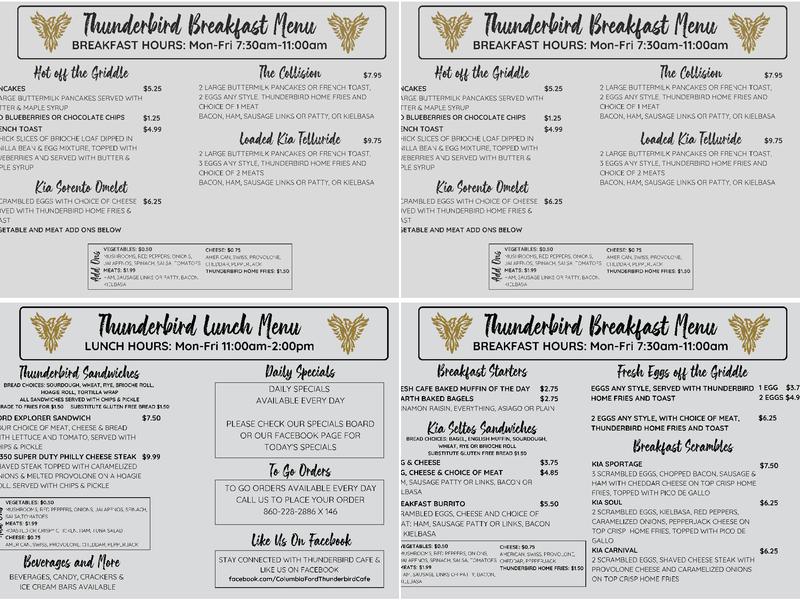 Thunderbird Cafe Menu