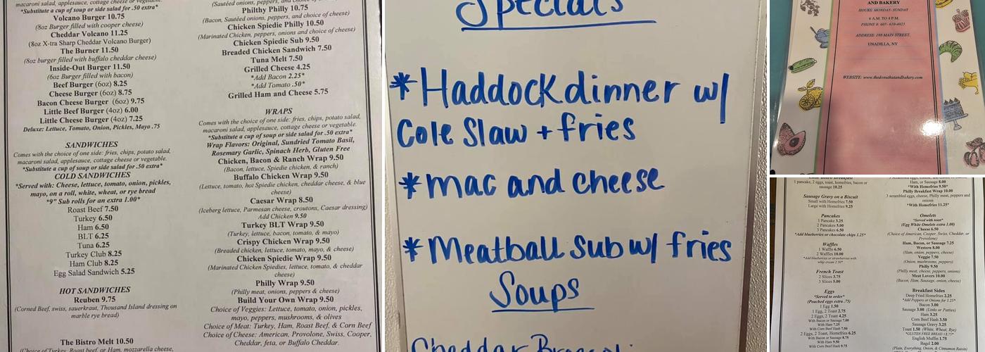 Unadilla Diner Menu