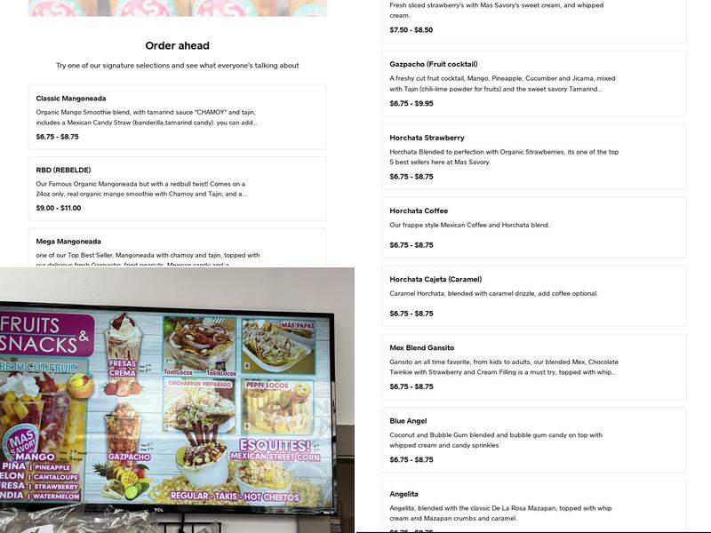 Mas Savory Menu