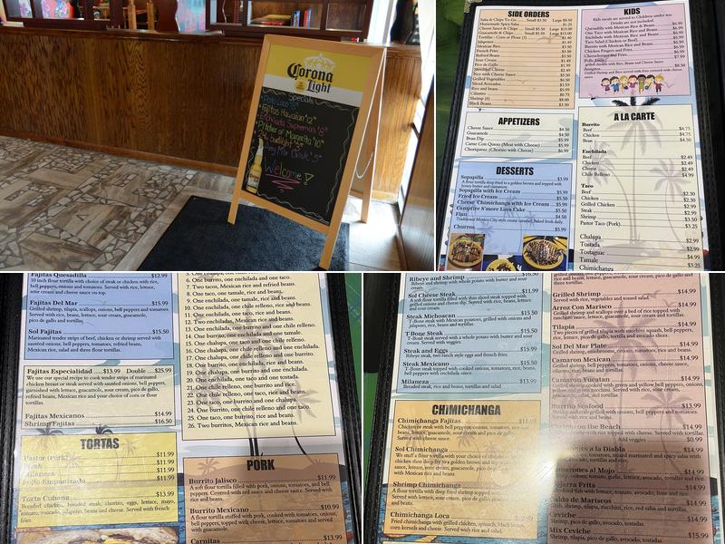 Sol Del Mar Mexican Grill Menu