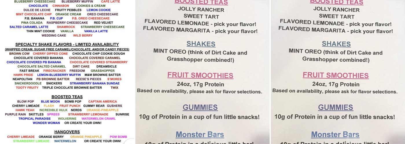 Blackhawk Nutrition Menu