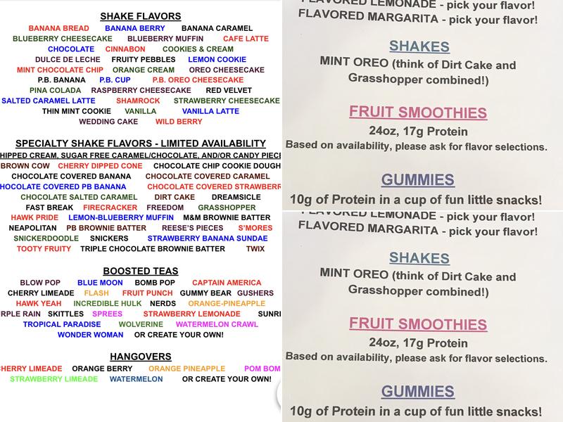 Blackhawk Nutrition Menu