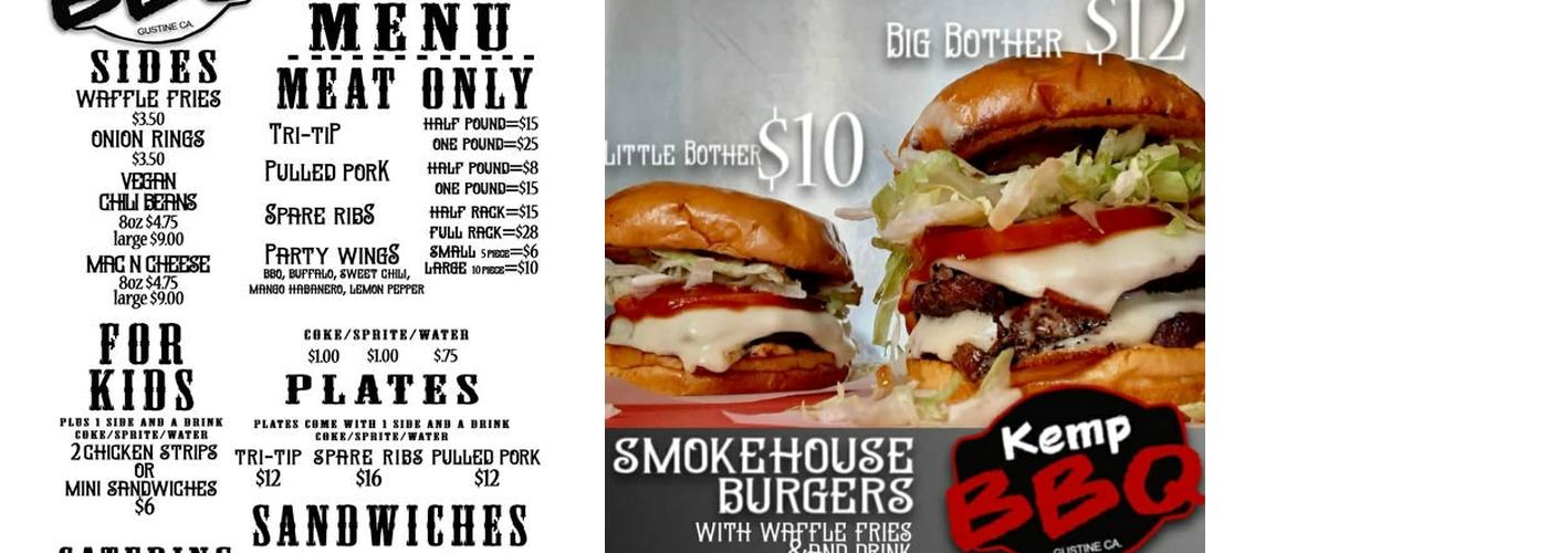 Kemp BBQ Menu