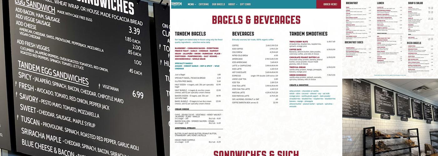 Tandem Bagel Company Menu