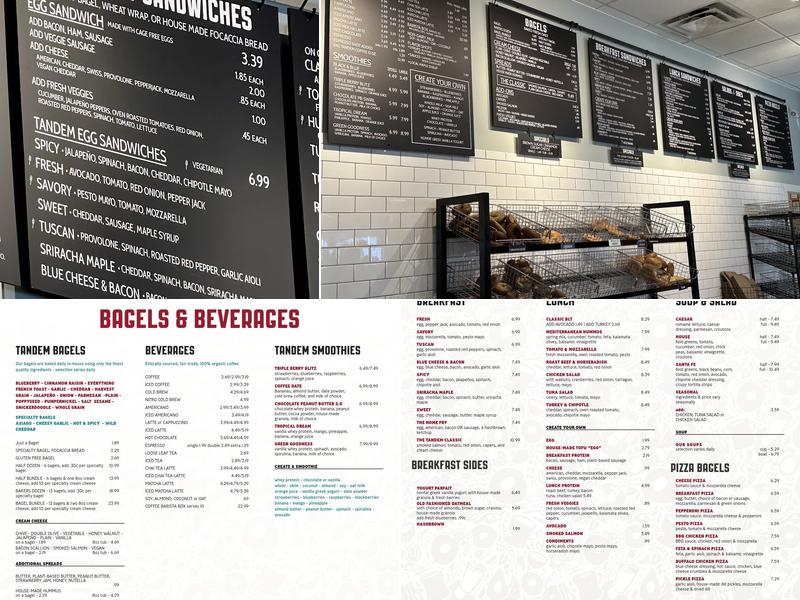 Tandem Bagel Company Menu
