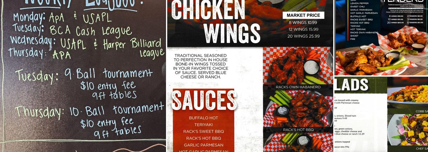 Racks Billiards Sports Bar & Grill Menu