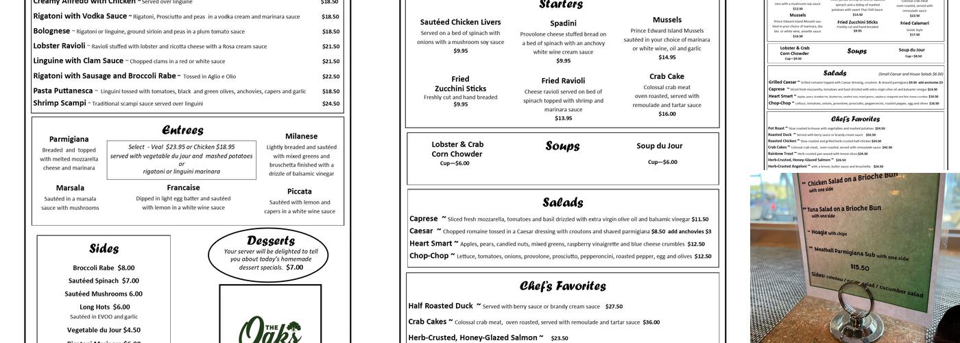 Paulie's Oaks on 44 Restaurant & Lounge Menu