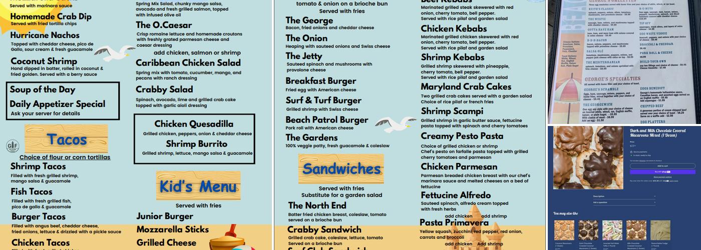 George's Surfside Grille Menu