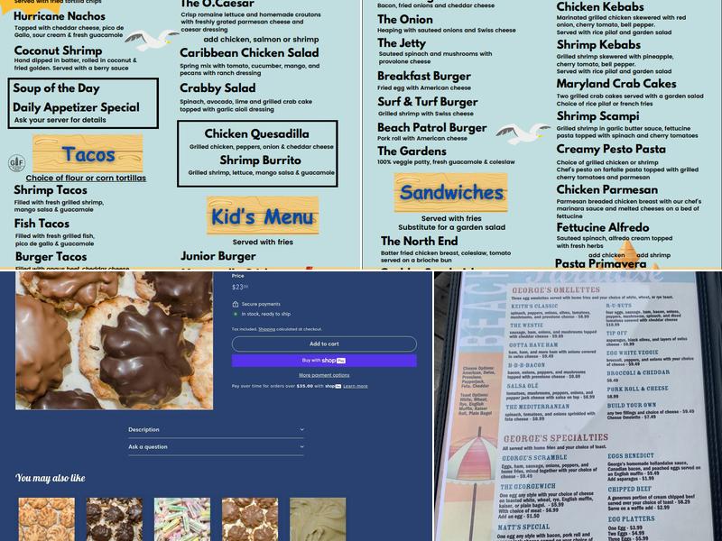 George's Surfside Grille Menu