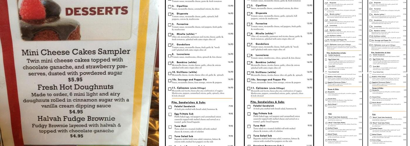 Bubbies Bistro Menu