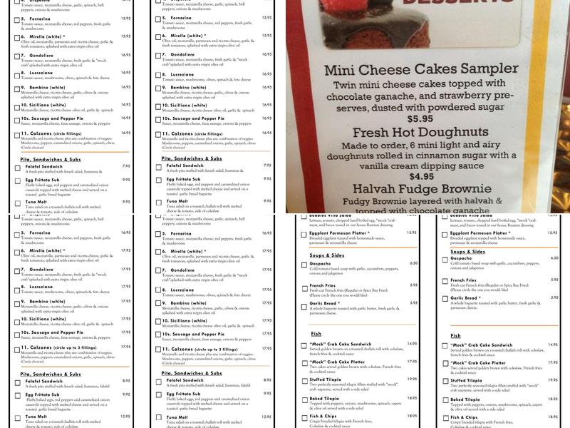 Bubbies Bistro Menu
