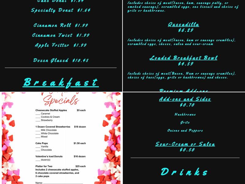 Nancy's Donuts Menu
