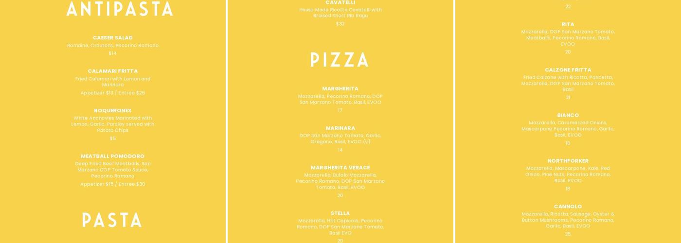 Pizza Rita Menu