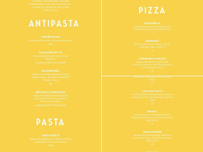 Pizza Rita Menu