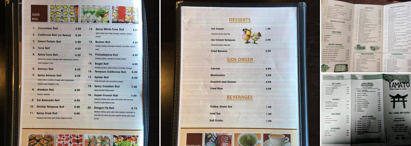 Yamato Steak House Of Japan Menu