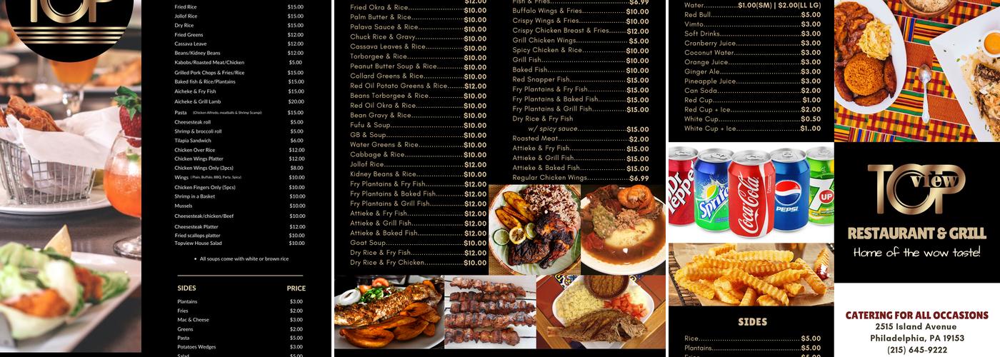 TopView Philly Menu