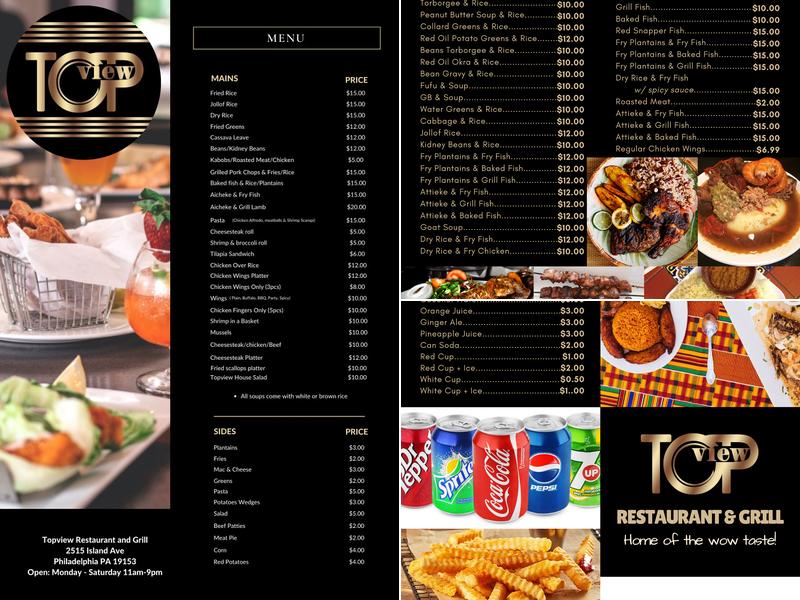TopView Philly Menu