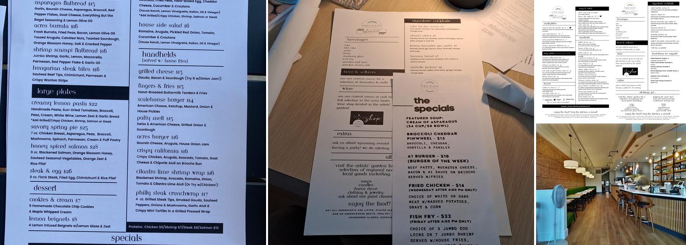 Acres Bistro Menu