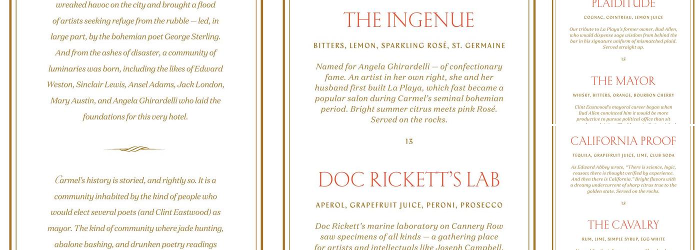 Bud's at La Playa Menu