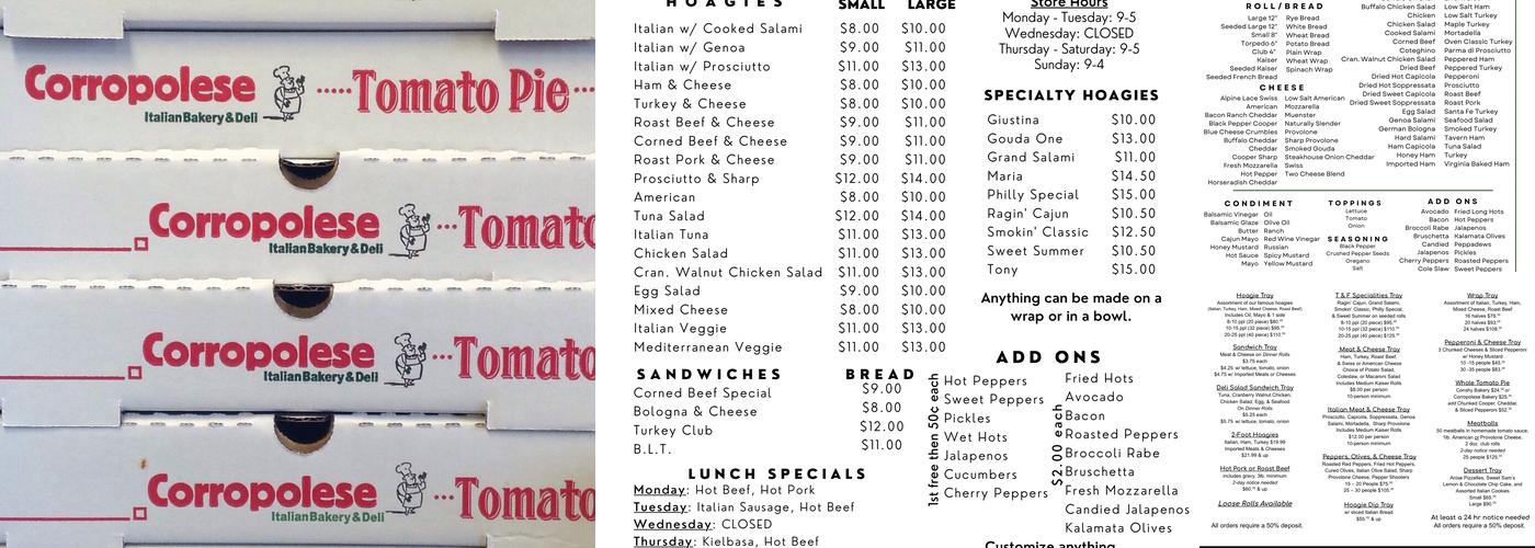 T & F Farmers' Pride Menu