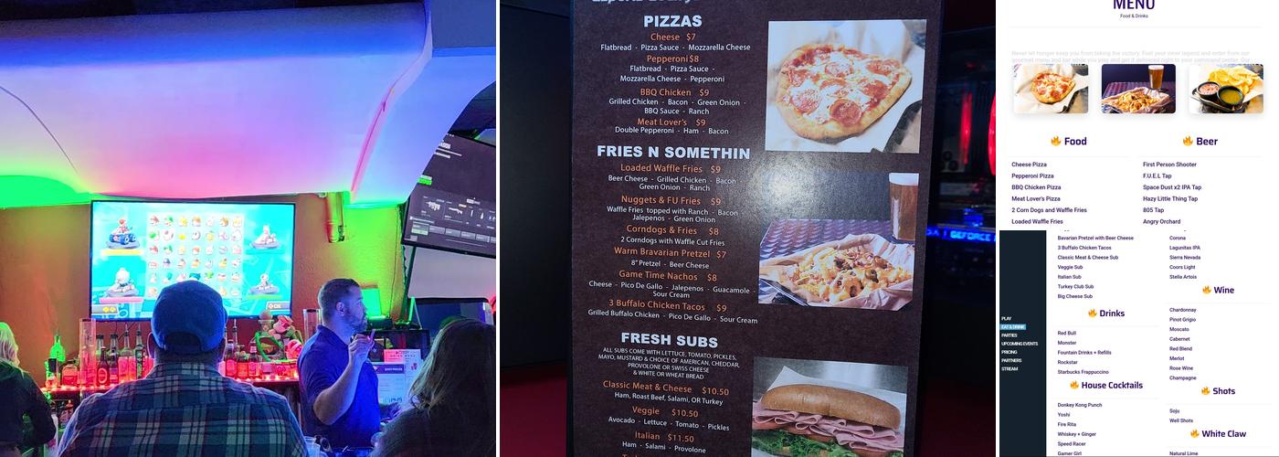 FireUp Esports Lounge Menu