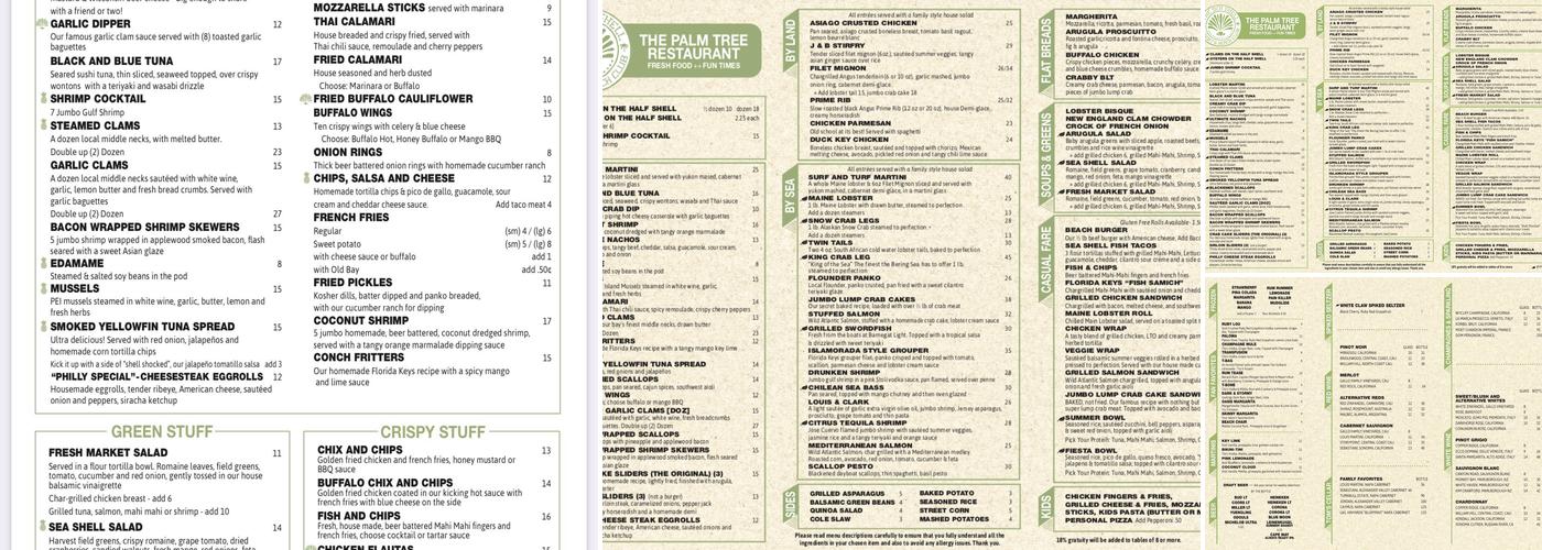 The Palm Tree Menu