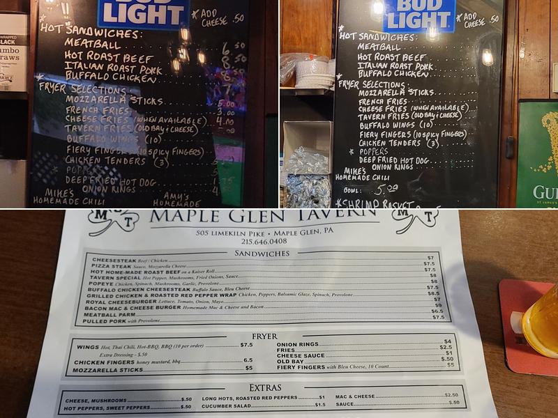 Maple Glen Tavern Menu