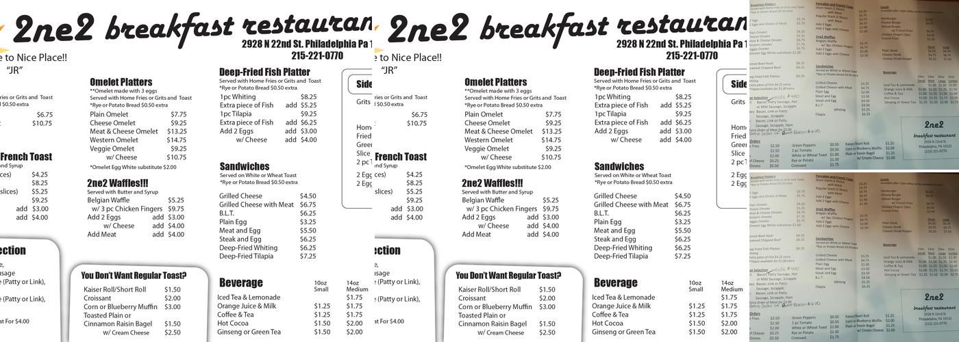 Breakfast 2 NE 2 Menu