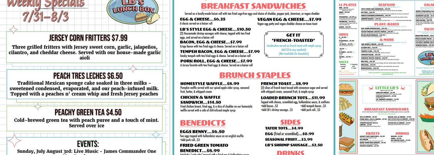 LB's Lunch Box Menu