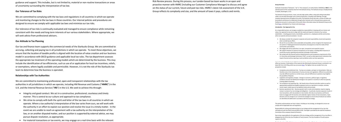 Starbucks Coffee Menu