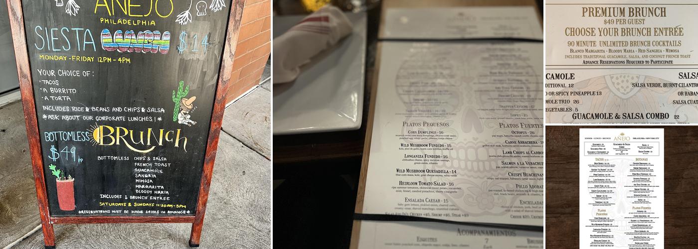 Añejo Philadelphia Menu