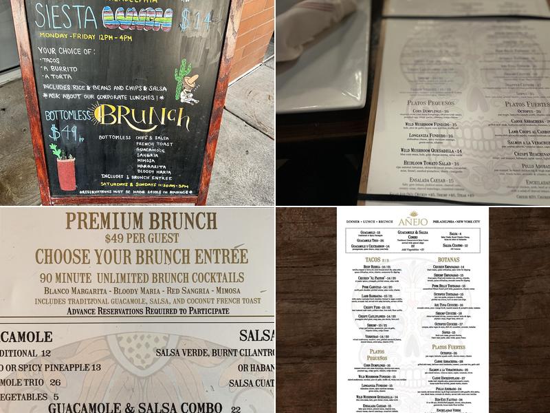 Añejo Philadelphia Menu