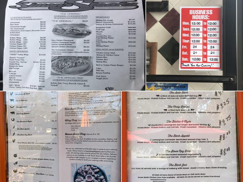 Simon’s steaks Menu