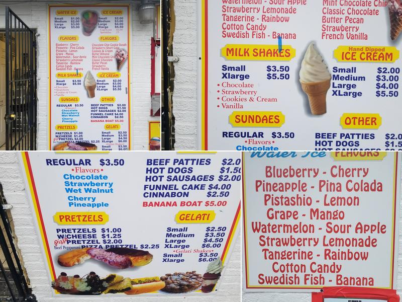 Fred's Water Ice Menu