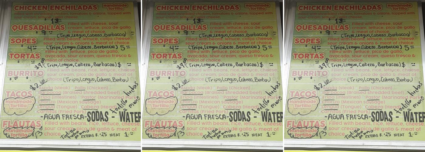 Coco's Tacos Menu