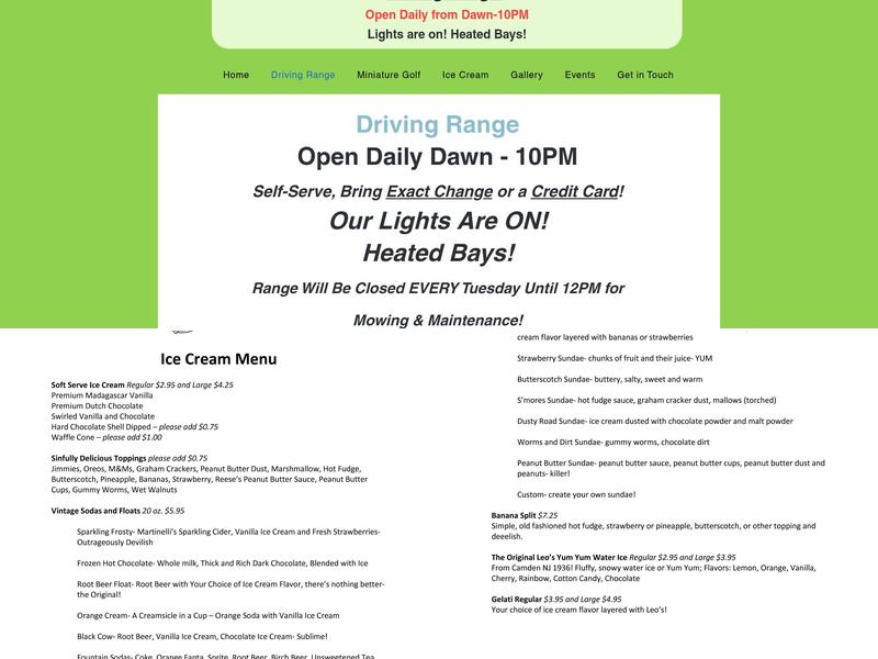 Jersey Devil Golf and Fun Center Menu