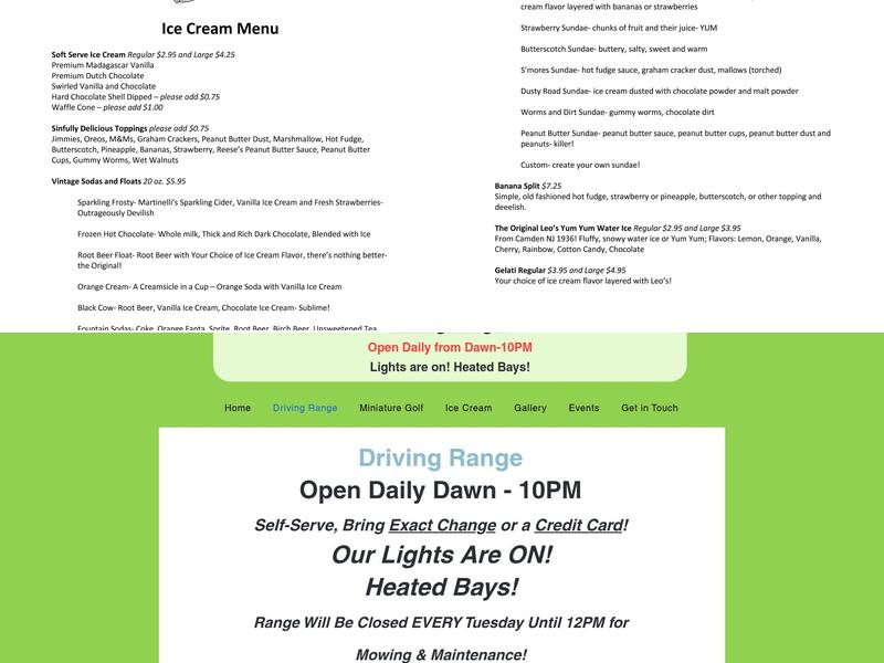 Jersey Devil Golf and Fun Center Menu