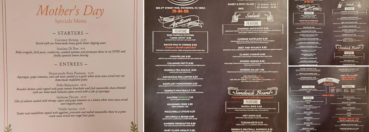 Bacco Centro Menu