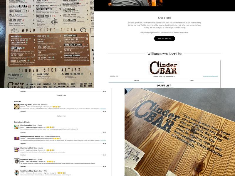 Cinder Bar Menu