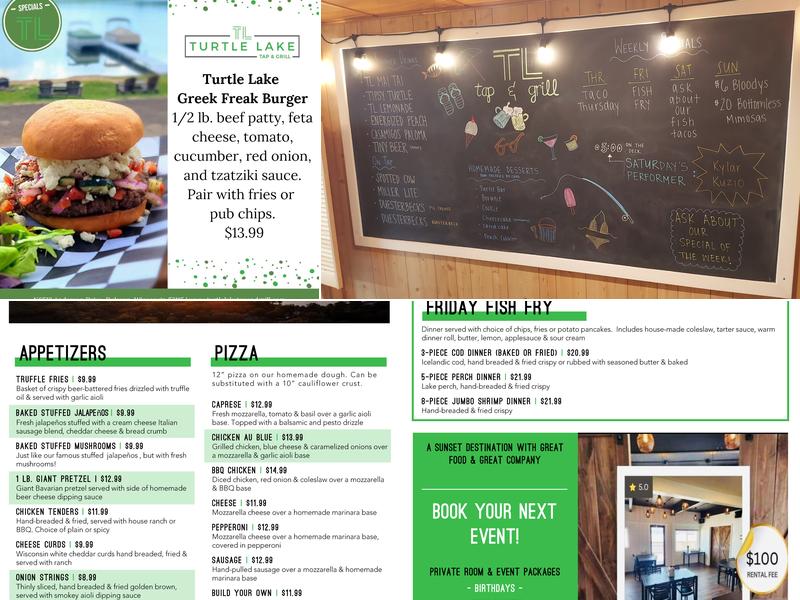 Turtle Lake Tap & Grill Menu