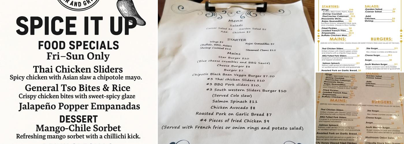 Star Bar and Grill Menu