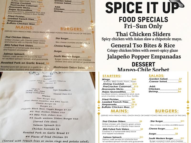 Star Bar and Grill Menu