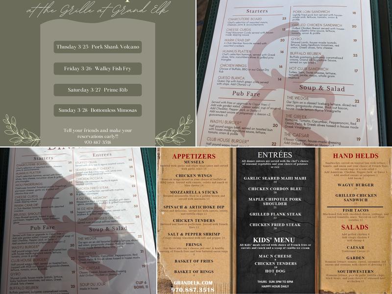 Grand Elk Grille Menu